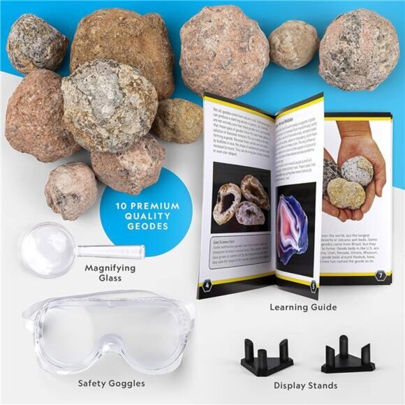 Kids Educational STEM Science Geology Kit Break Open 10 Premium Geodes Toys - Picture 6 of 6